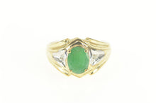 Load image into Gallery viewer, 10K Natural Emerald Diamond Accent Engagement Ring Size 9 Yellow Gold