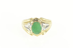 10K Natural Emerald Diamond Accent Engagement Ring Size 9 Yellow Gold