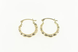 10K Puffy Scalloped Classic Simple Hoop Earrings Yellow Gold