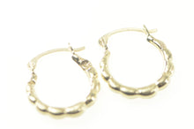 Load image into Gallery viewer, 10K Puffy Scalloped Classic Simple Hoop Earrings Yellow Gold