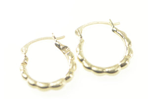 10K Puffy Scalloped Classic Simple Hoop Earrings Yellow Gold