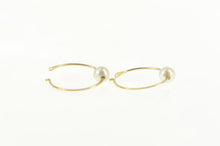 Load image into Gallery viewer, 14K Pearl Inset Classic Simple Statement Hoop Earrings Yellow Gold