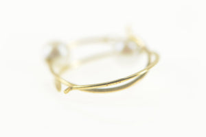 14K Pearl Inset Classic Simple Statement Hoop Earrings Yellow Gold