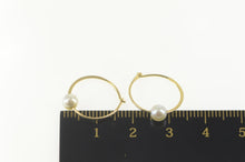 Load image into Gallery viewer, 14K Pearl Inset Classic Simple Statement Hoop Earrings Yellow Gold