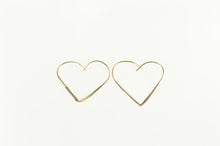 Load image into Gallery viewer, 14K Heart Shape Love Symbol Wire Hoop Earrings Yellow Gold