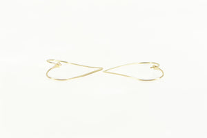 14K Heart Shape Love Symbol Wire Hoop Earrings Yellow Gold