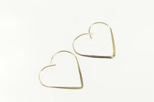 Load image into Gallery viewer, 14K Heart Shape Love Symbol Wire Hoop Earrings Yellow Gold