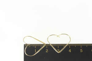 14K Heart Shape Love Symbol Wire Hoop Earrings Yellow Gold