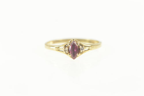 14K Marquise Ruby Diamond Accent Engagement Ring Size 5.75 Yellow Gold