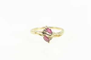 14K Natural Ruby Diamond Accent Bypass Ring Size 5.25 Yellow Gold