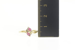 14K Natural Ruby Diamond Accent Bypass Ring Size 5.25 Yellow Gold