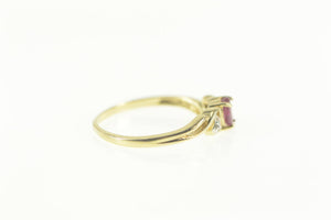 10K Oval Ruby Diamond Accent Bypass Engagement Ring Size 5.75 Yellow Gold