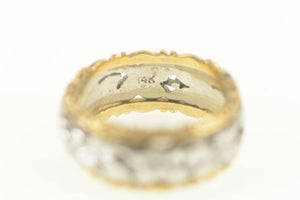 14K Vintage NOS Two Tone Ornate Wedding Band Ring Size 5.5 Yellow Gold
