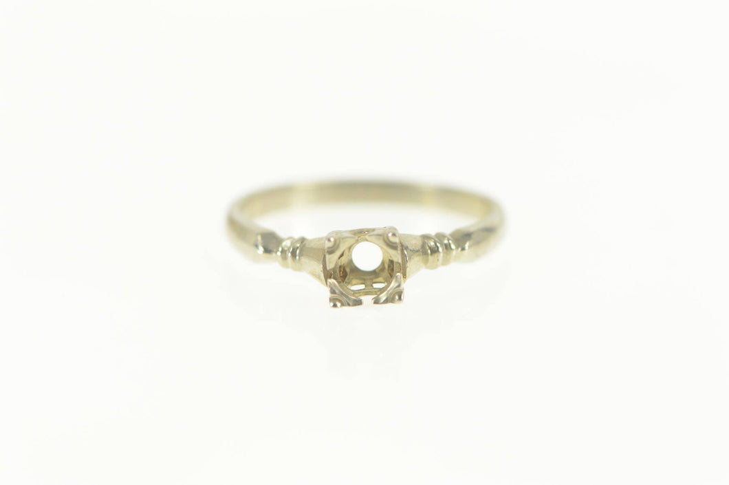 14K 3.75mm Vintage 1950s NOS Engagement Setting Ring Size 6 White Gold