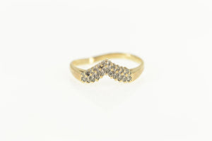 10K 0.20 Ctw Diamond Chevron Wedding Band Ring Size 6.75 Yellow Gold