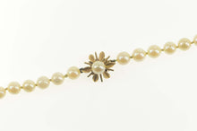 Load image into Gallery viewer, 14K Graduated Pearl Classic Floral Clasp Necklace 22&quot; Yellow Gold