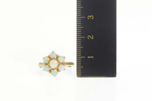 14K Victorian Opal Flower Cluster Statement Ring Size 4.75 Yellow Gold