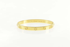 18K Cartier Love Classic Designer Bangle Bracelet 7.25" Yellow Gold