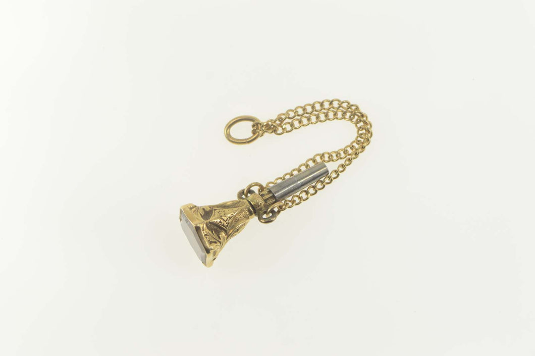 Victorian Mother of Pearl Shield Scroll Key Watch Fob