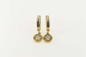 14K 0.50 Ctw Diamond Dangle Huggies Hoop Earrings Yellow Gold
