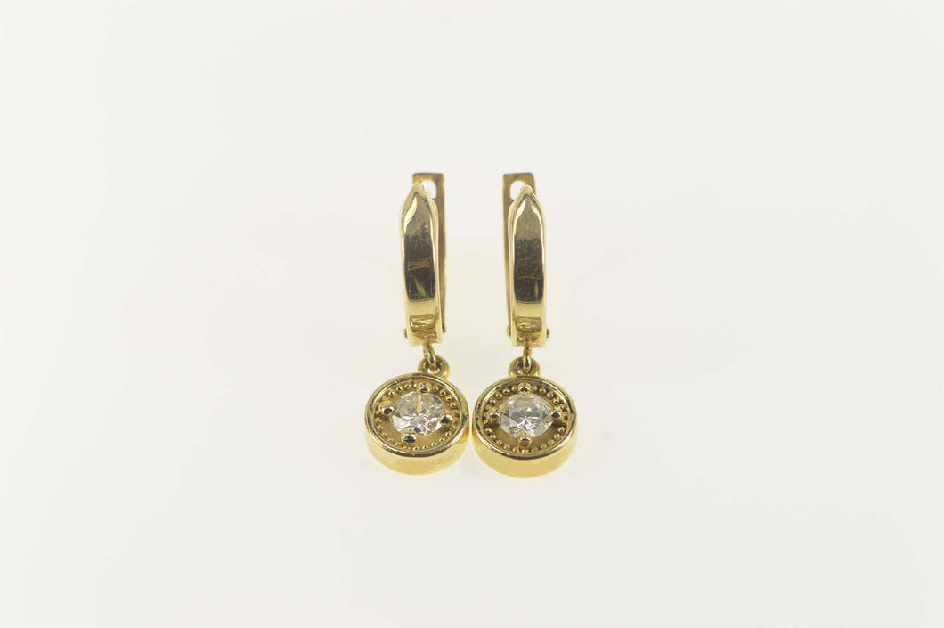 14K 0.50 Ctw Diamond Dangle Huggies Hoop Earrings Yellow Gold