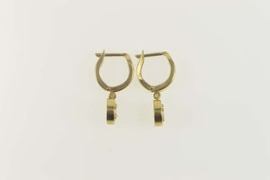 14K 0.50 Ctw Diamond Dangle Huggies Hoop Earrings Yellow Gold