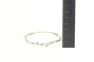 14K 0.43 Ctw Diamond Tiered Bypass Bangle Bracelet 6.25" White Gold