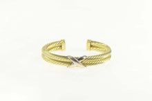 Load image into Gallery viewer, 14K David Yurman Double Cable Cuff Two Tone Bracelet 6.75&quot; Yellow Gold