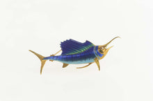 Load image into Gallery viewer, 18K Diamond Ornate Enamel Marlin Statement Pin/Brooch Yellow Gold