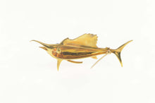 Load image into Gallery viewer, 18K Diamond Ornate Enamel Marlin Statement Pin/Brooch Yellow Gold