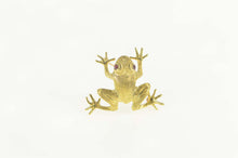 Load image into Gallery viewer, 18K Ruby Eyed Ornate Textured Frog Toad Pin/Brooch Yellow Gold