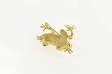 Load image into Gallery viewer, 18K Ruby Eyed Ornate Textured Frog Toad Pin/Brooch Yellow Gold