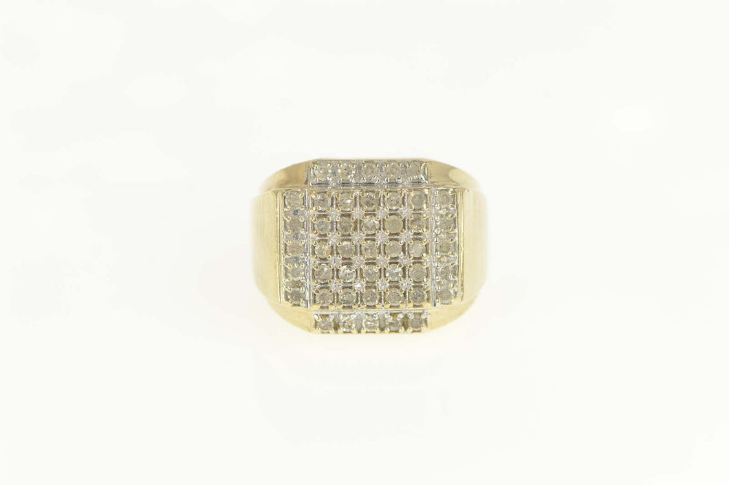 10K 0.75 Ctw Pave Diamond Square Men's Ring Size 10 Yellow Gold