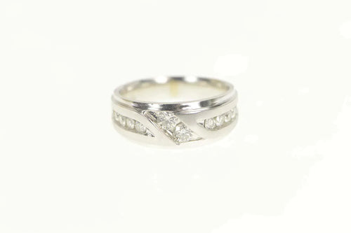 14K 1.10 Ctw Diamond Channel Men's Wedding Ring Size 9 White Gold