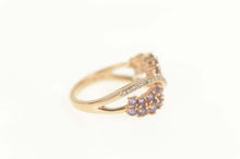 Load image into Gallery viewer, 10K Amethyst Diamond Wavy Criss Cross Ring Size 7 Rose Gold
