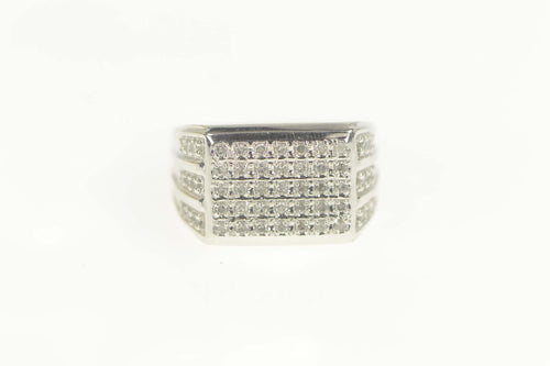 14K 0.66 Ctw Pave Diamond Squared Men's Ring Size 10.5 White Gold