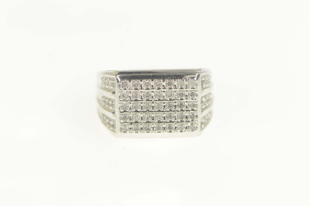 14K 0.66 Ctw Pave Diamond Squared Men's Ring Size 10.5 White Gold