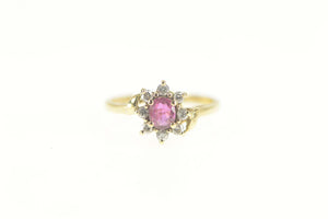 14K 0.50 Ctw Pink Sapphire Diamond Engagement Ring Size 6 Yellow Gold