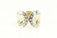 Load image into Gallery viewer, 14K Two Tone Diamond Buckle Wrap Tufted Band Ring Size 9.5 Yellow Gold