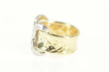 Load image into Gallery viewer, 14K Two Tone Diamond Buckle Wrap Tufted Band Ring Size 9.5 Yellow Gold