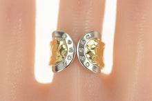Load image into Gallery viewer, 14K Two Tone Diamond Buckle Wrap Tufted Band Ring Size 9.5 Yellow Gold