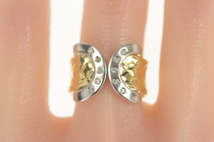 14K Two Tone Diamond Buckle Wrap Tufted Band Ring Size 9.5 Yellow Gold