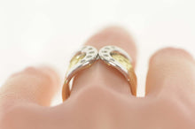 Load image into Gallery viewer, 14K Two Tone Diamond Buckle Wrap Tufted Band Ring Size 9.5 Yellow Gold