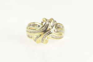 10K 1.00 Ctw Diamond Baguette Curvy Statement Ring Size 8 Yellow Gold