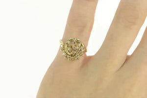 14K 0.44 Ctw Diamond Swirl Cluster Spiral Statement Ring Size 5 Yellow Gold