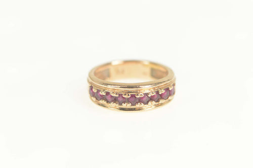 14K Natural Ruby Classic Simple Wedding Band Ring Size 5.75 Rose Gold