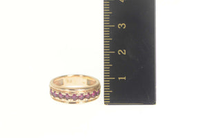 14K Natural Ruby Classic Simple Wedding Band Ring Size 5.75 Rose Gold