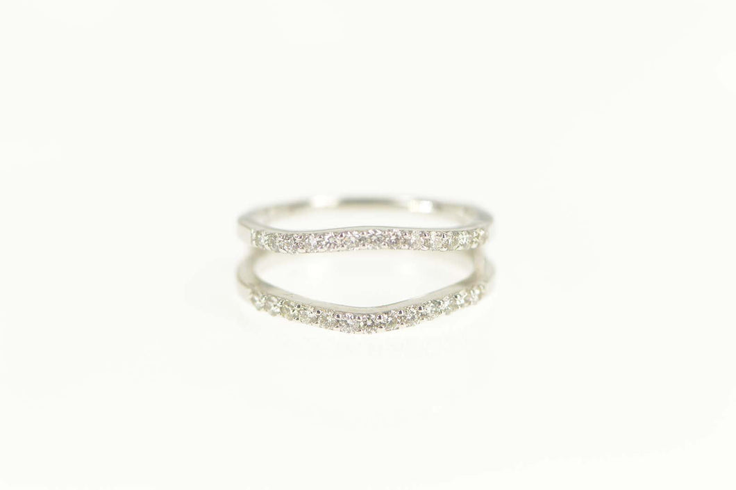 14K 0.20 Ctw Diamond Contour Wedding Band Ring Size 7 White Gold