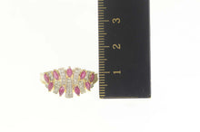 Load image into Gallery viewer, 10K Pear Ruby Diamond Curved Statement Band Ring Size 10 Yellow Gold