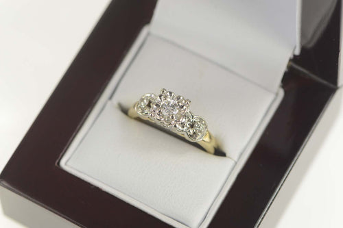 14K 0.30 Ctw 1940's Diamond Classic Engagement Ring Size 7.25 Yellow Gold